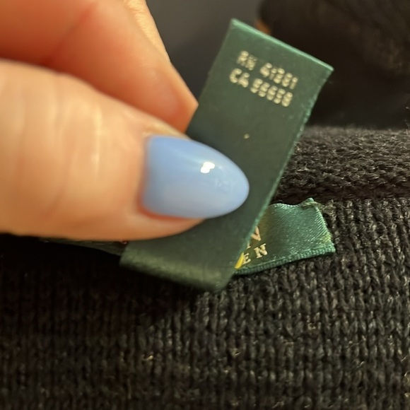 LRL Wrap Cardigan Sweater Linen Blend Concho Button Faux Leather Trim Size XS - Picture 10 of 12